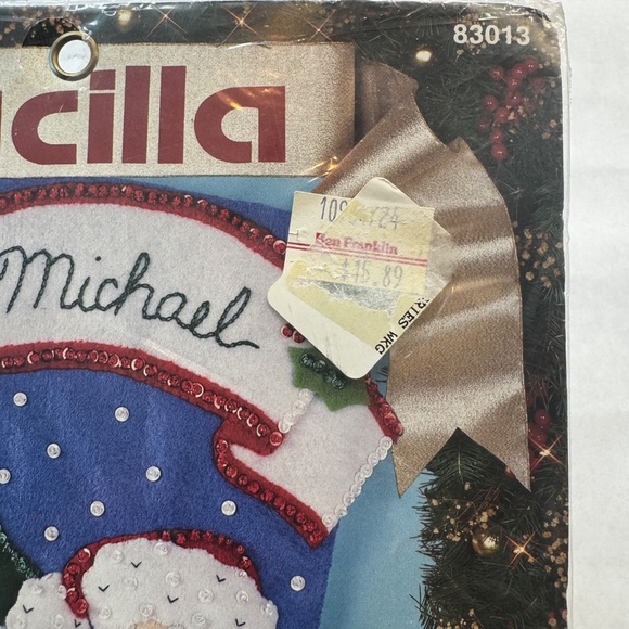VTG Bucilla 1993 “SANTA & RUDOLPH" Felt Christmas Stocking Kit 18" 83013 NIP - Picture 8 of 10